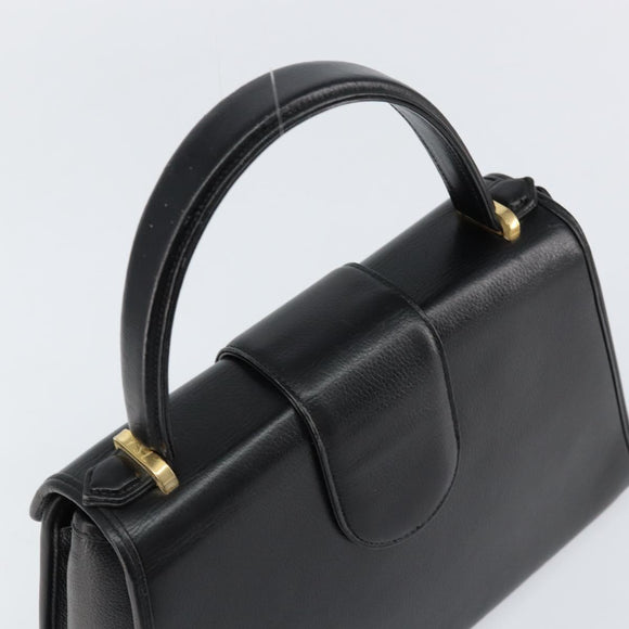 SAINT LAURENT Hand Bag Leather Black Gold Auth mr1566