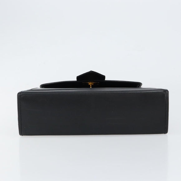 SAINT LAURENT Hand Bag Leather Black Gold Auth mr1566