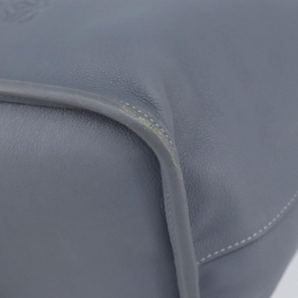 LOEWE Anagram Shoulder Bag Leather Blue Gold Auth mr1567