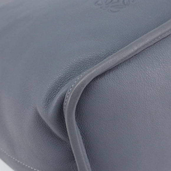 LOEWE Anagram Shoulder Bag Leather Blue Gold Auth mr1567