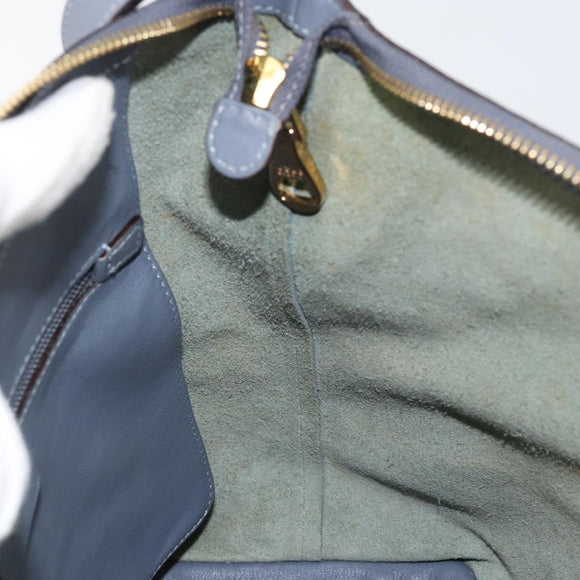 LOEWE Anagram Shoulder Bag Leather Blue Gold Auth mr1567