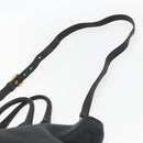 PRADA Hand Bag Leather 2way Black Gold Auth mr1569-15