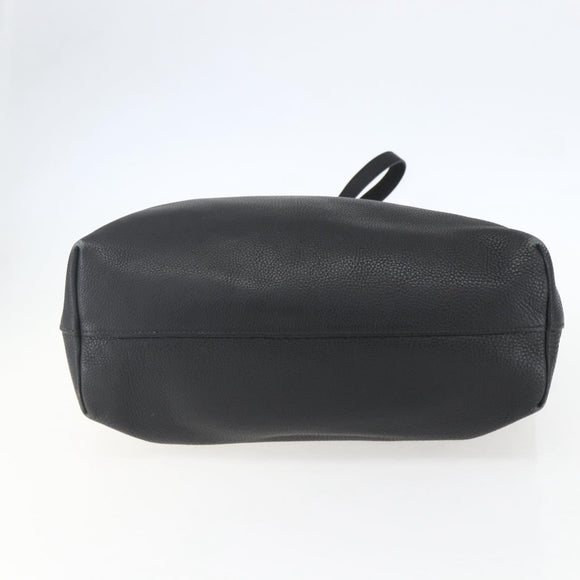 PRADA Hand Bag Leather 2way Black Gold Auth mr1569