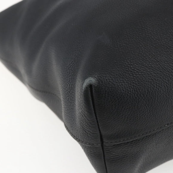 PRADA Hand Bag Leather 2way Black Gold Auth mr1569