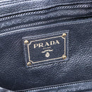 PRADA Hand Bag Leather 2way Black Gold Auth mr1569-22