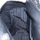 PRADA Hand Bag Leather 2way Black Gold Auth mr1569-26