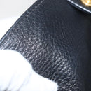 PRADA Hand Bag Leather 2way Black Gold Auth mr1569-10