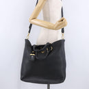 PRADA Handtas Leer 2-weg Zwart Goud Auth mr1569-34