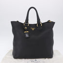 PRADA Handtas Leer 2-weg Zwart Goud Auth mr1569-35