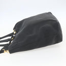 PRADA Hand Bag Leather 2way Black Gold Auth mr1569-3