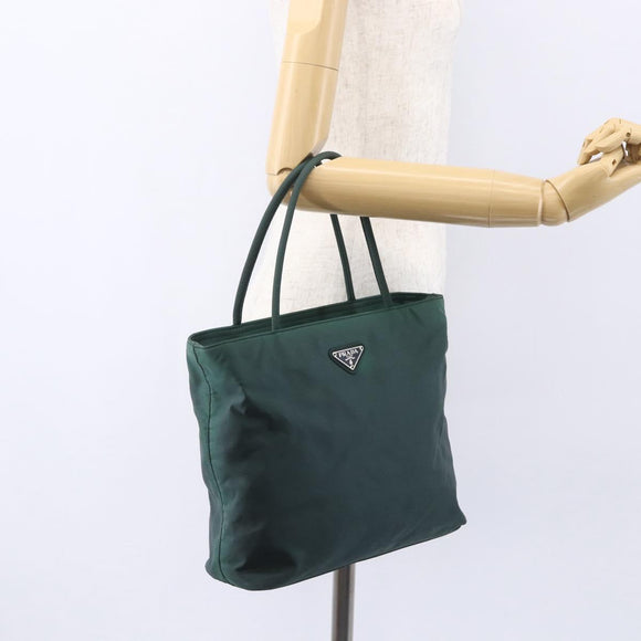 PRADA Hand Bag Nylon Green Silver Auth mr1571