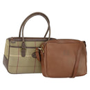 Burberrys Nova Check Bag Canvas Leather 2 Set Beige Brown Auth mr1572-1