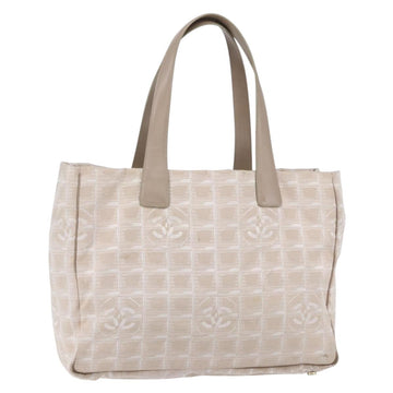 CHANEL New Travel Line Tote Bag Nylon Beige Gold CC Auth mr1575