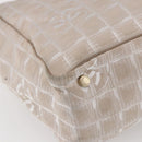 CHANEL New Travel Line Tote Bag Nylon Beige Gold CC Auth mr1575-13