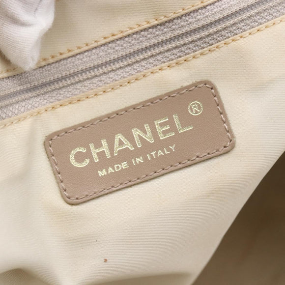 CHANEL New Travel Line Tote Bag Nylon Beige Gold CC Auth mr1575