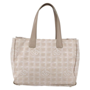 CHANEL New Travel Line Tote Bag Nylon Beige Gold CC Auth mr1575 - 0