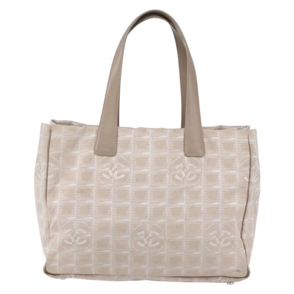 CHANEL New Travel Line Tote Bag Nylon Beige Gold CC Auth mr1575