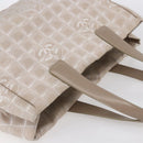 CHANEL New Travel Line Tote Bag Nylon Beige Gold CC Auth mr1575-6