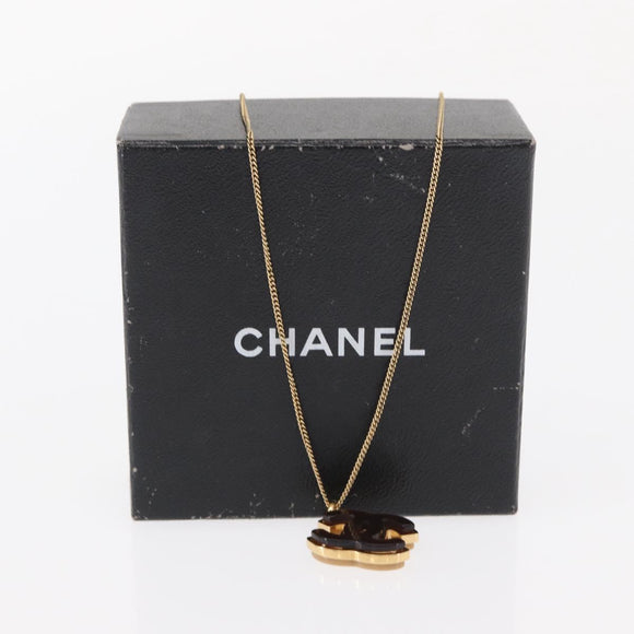 CHANEL COCO Mark Reversible Necklace Metal Gold Tone CC Auth mr1576