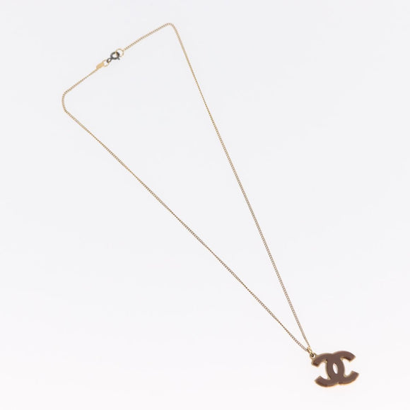 CHANEL COCO Mark Reversible Necklace Metal Gold Tone CC Auth mr1576