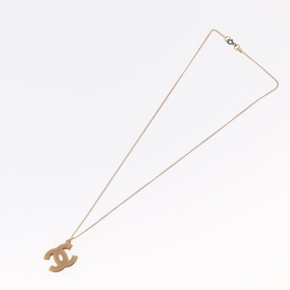 CHANEL COCO Mark Reversible Necklace Metal Gold Tone CC Auth mr1576