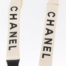 CHANEL Suspenders Canvas Leather White CC Auth mr1577-4