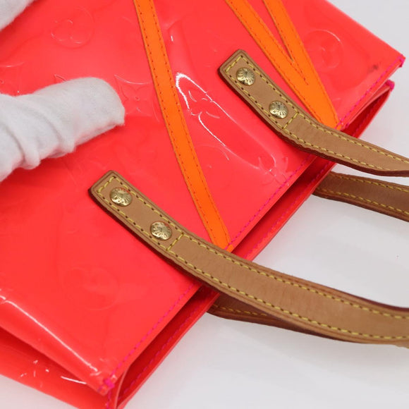 LOUIS VUITTON Monogram Vernis Fluo Reade PM Hand Bag Red M91903 LV Auth mr1578
