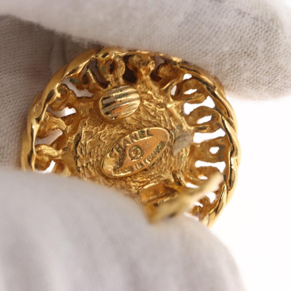 CHANEL Pearl Earring metal Gold CC Auth mr1579