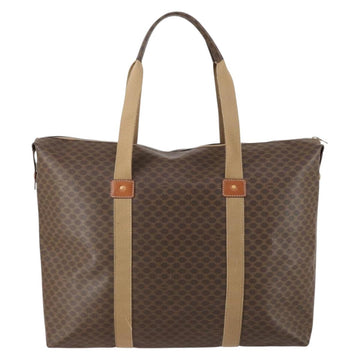 CELINE Macadam Canvas Boston Bag PVC Brown Gold Auth mr1580 - 0