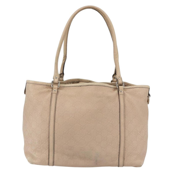 GUCCI GG Canvas Guccissima Tote Bag Leather Gold Beige pink 197953 Auth mr1583