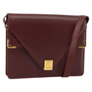 CARTIER Must Line Shoulder Bag Leather Bordeaux Gold Auth mr1585-1