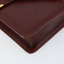 CARTIER Must Line Shoulder Bag Leather Bordeaux Gold Auth mr1585-11