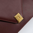 CARTIER Must Line Shoulder Bag Leather Bordeaux Gold Auth mr1585-14