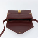 CARTIER Must Line Shoulder Bag Leather Bordeaux Gold Auth mr1585-15