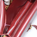 CARTIER Must Line Shoulder Bag Leather Bordeaux Gold Auth mr1585-17