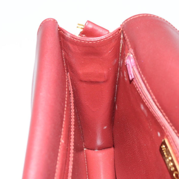 CARTIER Must Line Shoulder Bag Leather Bordeaux Gold Auth mr1585