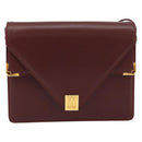 CARTIER Must Line Shoulder Bag Leather Bordeaux Gold Auth mr1585-2
