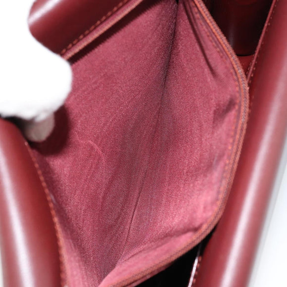 CARTIER Must Line Shoulder Bag Leather Bordeaux Gold Auth mr1585