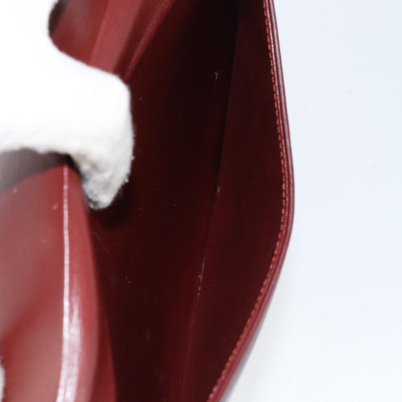 CARTIER Must Line Shoulder Bag Leather Bordeaux Gold Auth mr1585