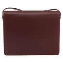 CARTIER Must Line Shoulder Bag Leather Bordeaux Gold Auth mr1585-3