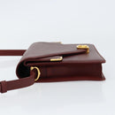 CARTIER Must Line Shoulder Bag Leather Bordeaux Gold Auth mr1585-5