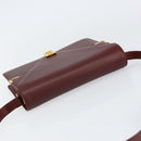 CARTIER Must Line Shoulder Bag Leather Bordeaux Gold Auth mr1585-6