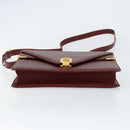 CARTIER Must Line Shoulder Bag Leather Bordeaux Gold Auth mr1585-9
