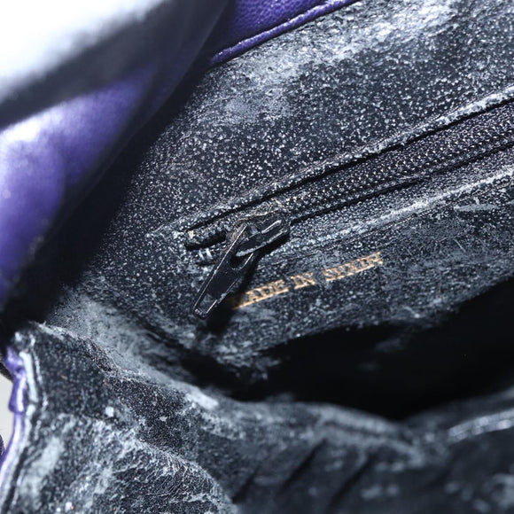 LOEWE Anagram Shoulder Bag Leather Purple Gold Auth mr1586