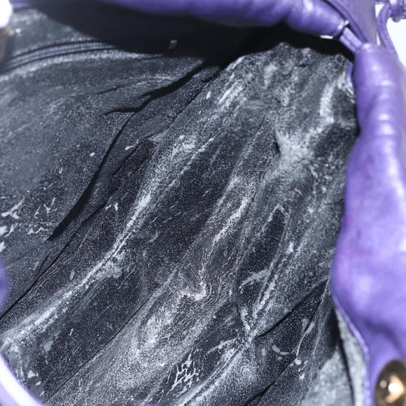 LOEWE Anagram Shoulder Bag Leather Purple Gold Auth mr1586