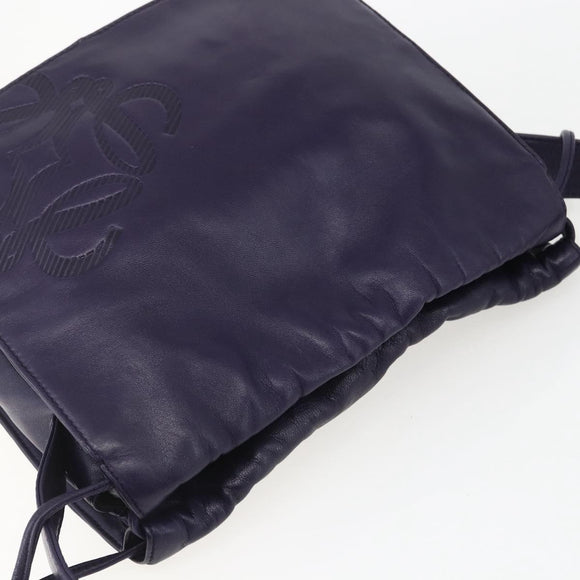 LOEWE Anagram Shoulder Bag Leather Purple Gold Auth mr1586