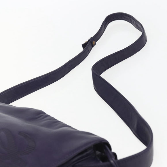 LOEWE Anagram Shoulder Bag Leather Purple Gold Auth mr1586