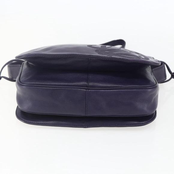 LOEWE Anagram Shoulder Bag Leather Purple Gold Auth mr1586