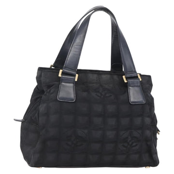 CHANEL New Travel Line Hand Bag Nylon Black Gold CC Auth mr1588