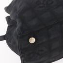 CHANEL New Travel Line Hand Bag Nylon Black Gold CC Auth mr1588-14